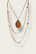 60/70's Goldette Amber Cameo Stacked Necklace