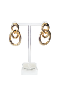 80's Gold tone Oval Abstract Earrings