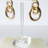 80's Gold tone Oval Abstract Earrings