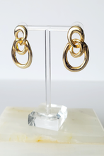 Load image into Gallery viewer, 80&#39;s Gold tone Oval Abstract Earrings