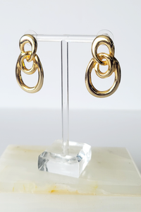 80's Gold tone Oval Abstract Earrings