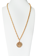 Load image into Gallery viewer, 70&#39;s Gold tone Gemini Pendant Necklace