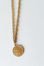 Load image into Gallery viewer, 70&#39;s Gold tone Gemini Pendant Necklace