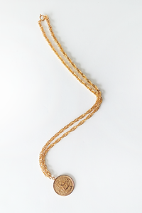 70's Gold tone Gemini Pendant Necklace