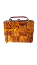 Load image into Gallery viewer, 50&#39;s Carmel Brown Pearlized Lucite Handbag