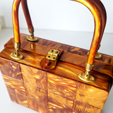 50's Carmel Brown Pearlized Lucite Handbag