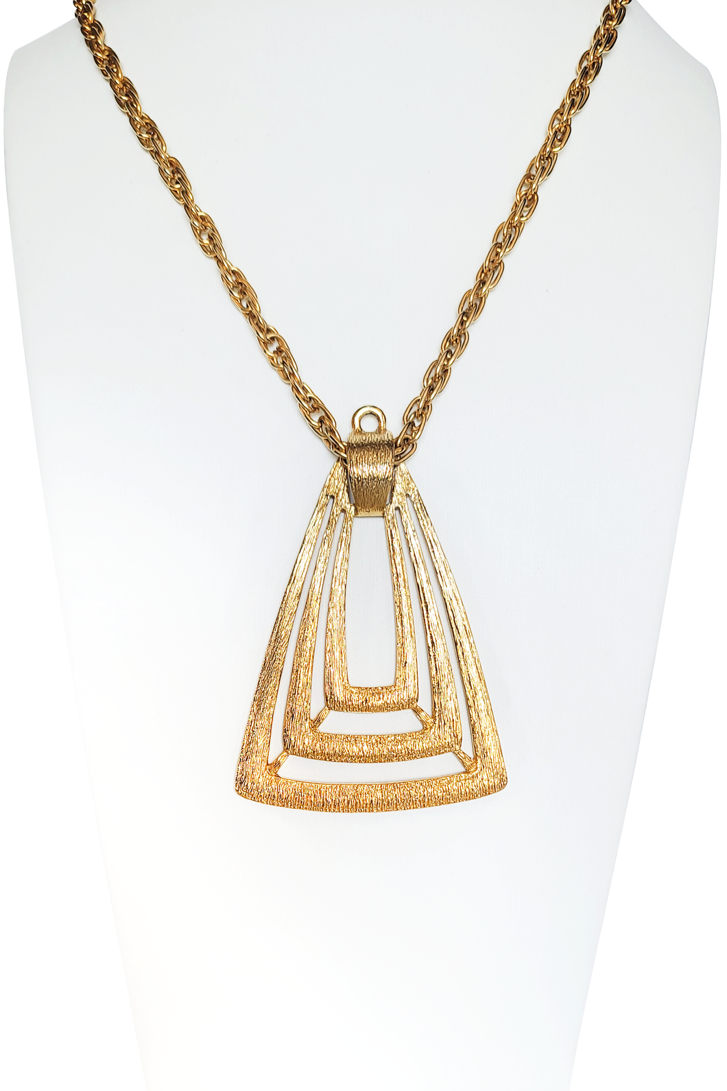 70's Gold tone Geometric Pendant Necklace
