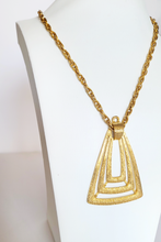 Load image into Gallery viewer, 70&#39;s Gold tone Geometric Pendant Necklace