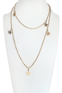 Vintage Gold tone Long Star Necklace