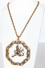 Load image into Gallery viewer, Vintage Large Lucite Gold Tone Sagittarius Pendant Necklace