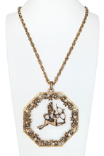 Load image into Gallery viewer, Vintage Large Lucite Gold Tone Sagittarius Pendant Necklace