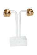90's Gold Tone Ribbed Modernist Earrings