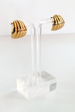 Load image into Gallery viewer, 90&#39;s Gold Tone Ribbed Modernist Earrings