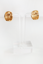 Load image into Gallery viewer, 90&#39;s Gold Tone Ribbed Modernist Earrings