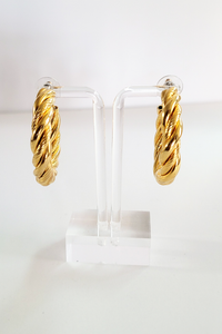 90's Gold tone Chunky Twisted Semi Hoops