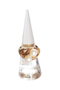 Vintage Gold tone Double Pearl Ring