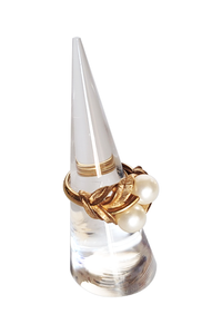 Vintage Gold tone Double Pearl Ring