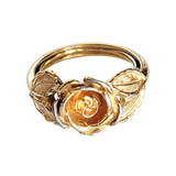 70's Gold tone Burnished Rose Ring