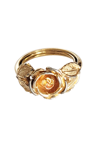 70's Gold tone Burnished Rose Ring