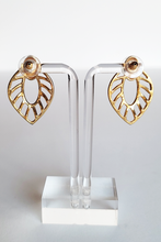 Load image into Gallery viewer, Vintage Gold tone Monet Leaf Earrings
