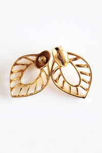 Vintage Gold tone Monet Leaf Earrings