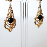 Vintage Ornate Cabochon Earrings