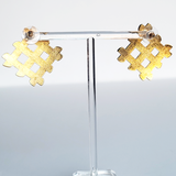 Vintage Gold-tone Checkered Earrings