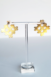 Vintage Gold-tone Checkered Earrings