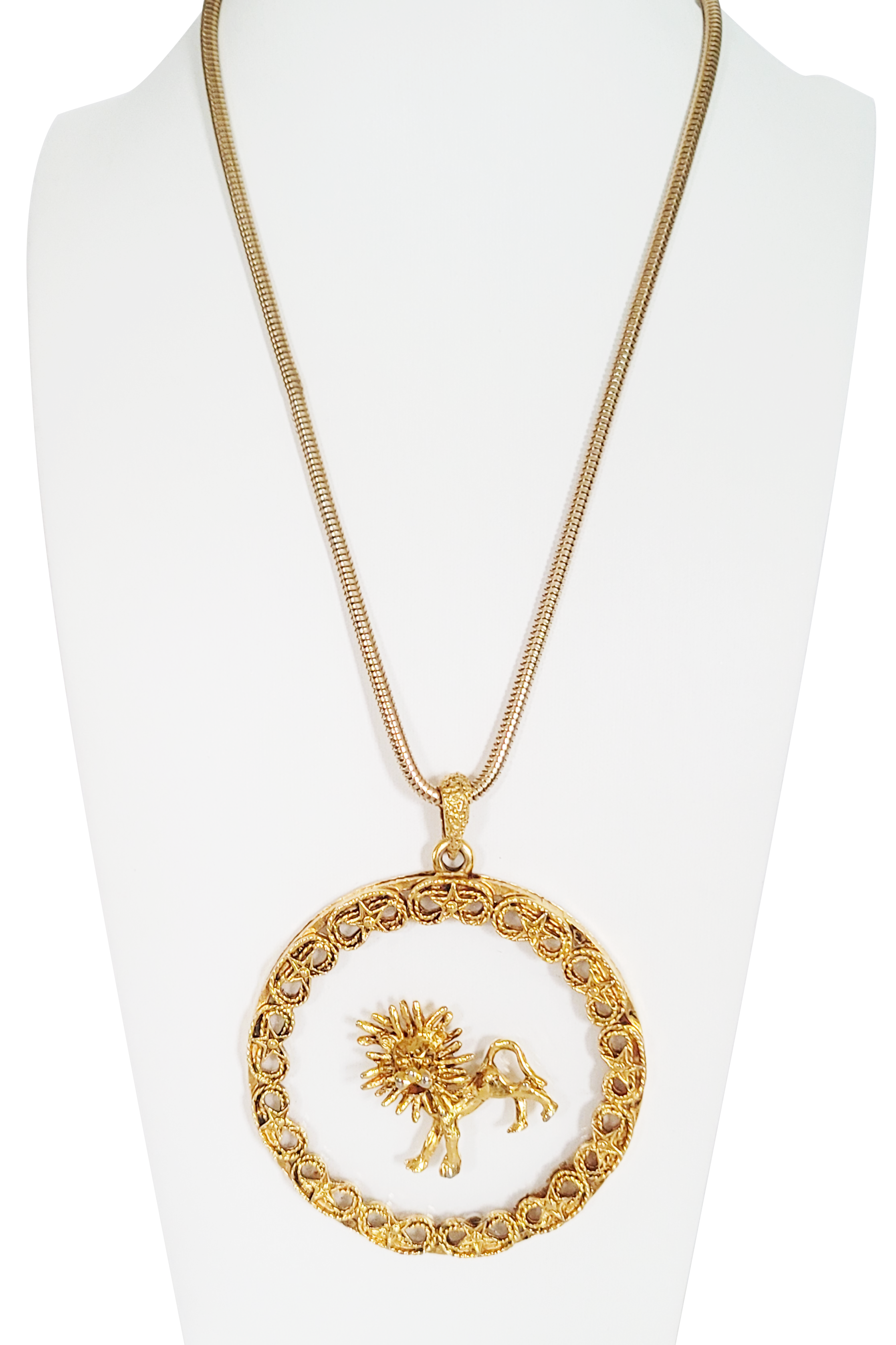 70s Large Lucite Leo Pendant