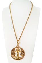 Load image into Gallery viewer, 70&#39;s Gold-Tone Libra Pendant Necklace