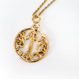 70's Gold-Tone Libra Pendant Necklace