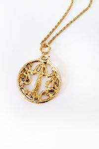 70's Gold-Tone Libra Pendant Necklace