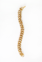 Load image into Gallery viewer, 60s Gold Tone Textured Pearl Linked Bracelet