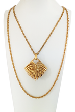 Load image into Gallery viewer, 60s Gold-tone 2 Strand Pendant Necklace