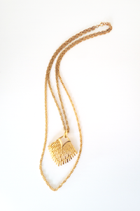 60s Gold-tone 2 Strand Pendant Necklace