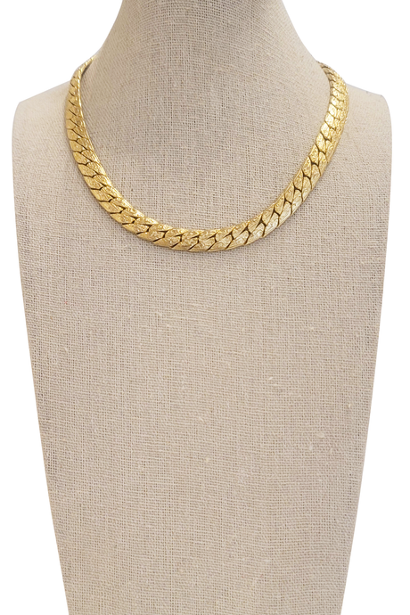 Vintage Textured Flat Curb Necklace