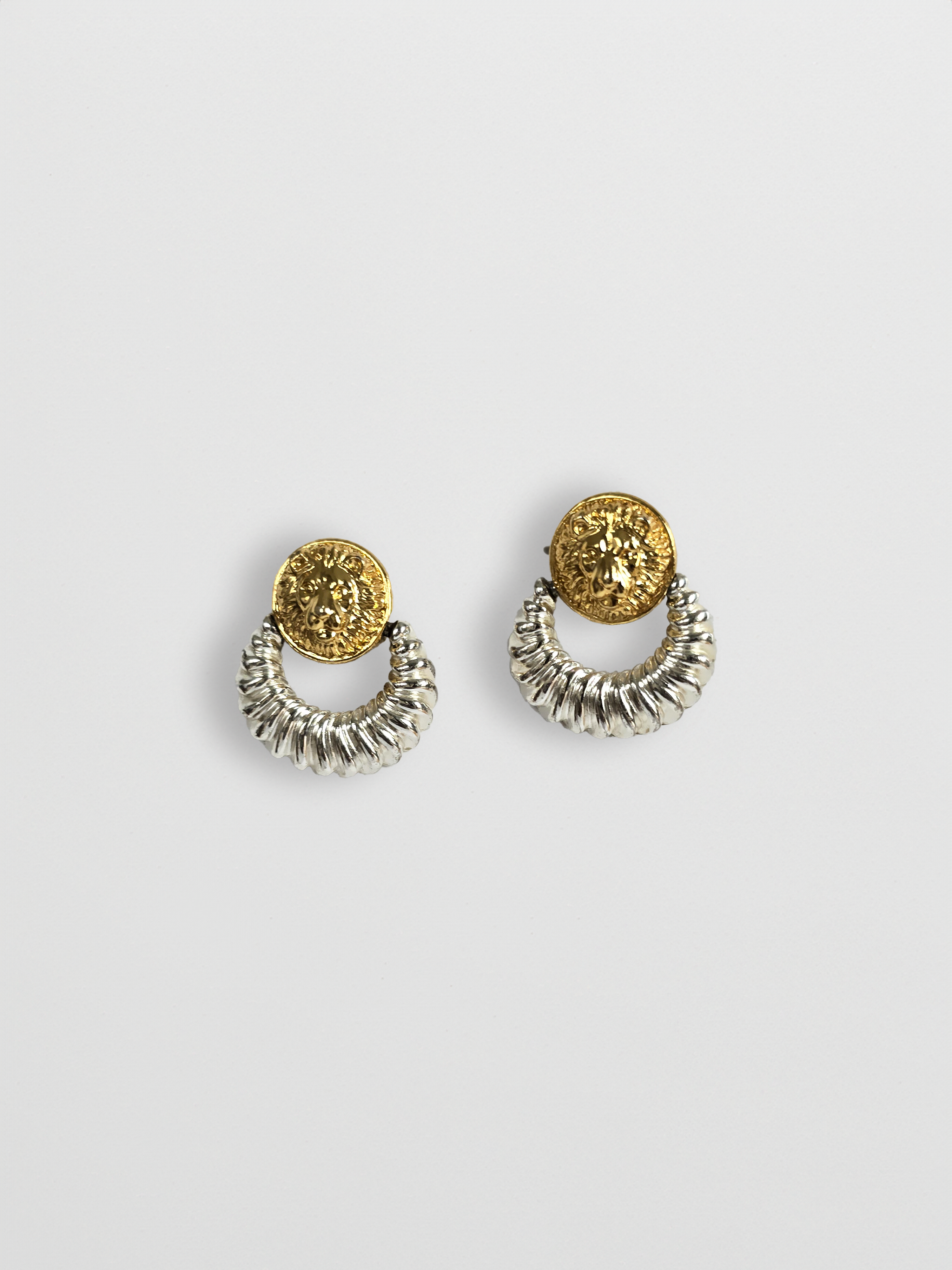Vintage AK Dual Tone Lionhead Earrings