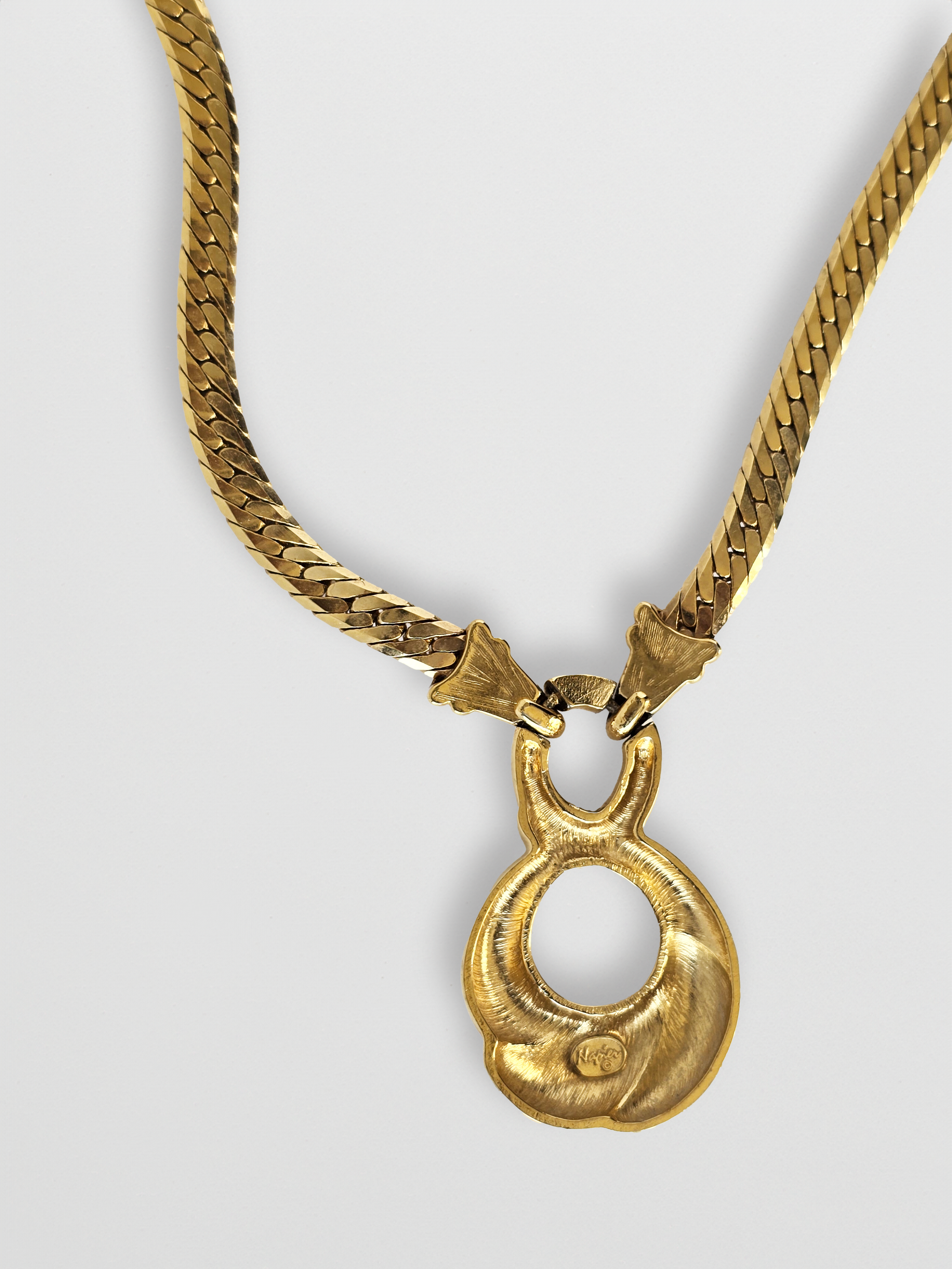 80s Napier Gold Tone Pendant Necklace