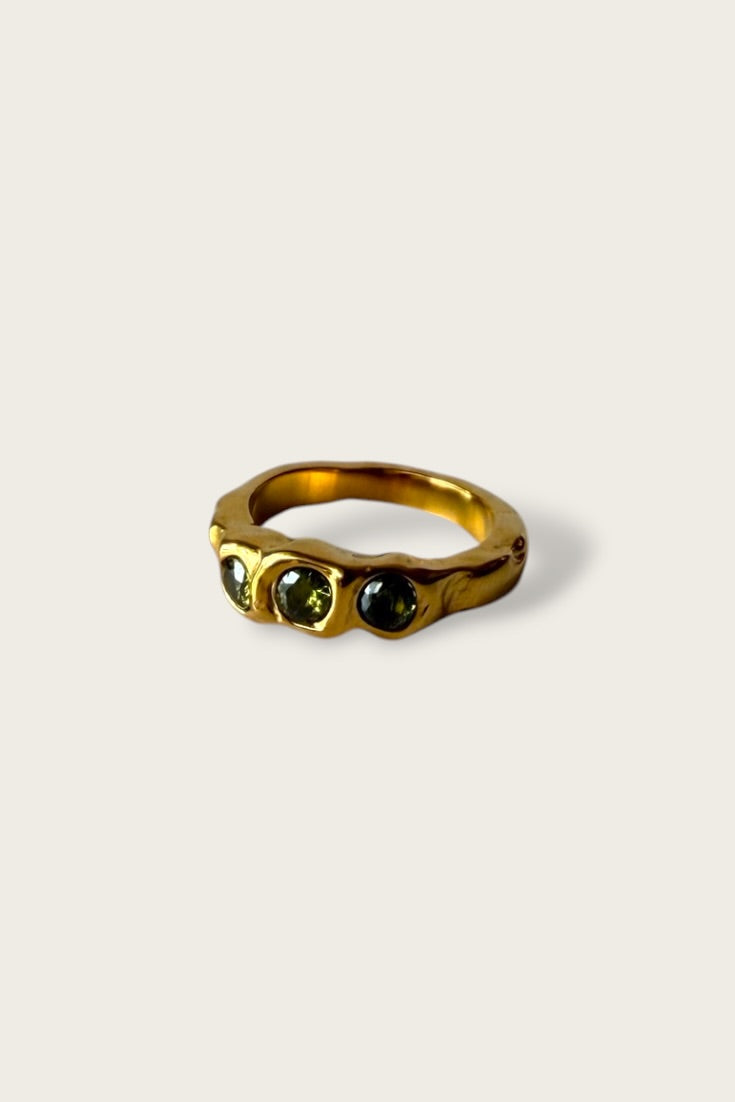 Abstract Triple Stone Ring
