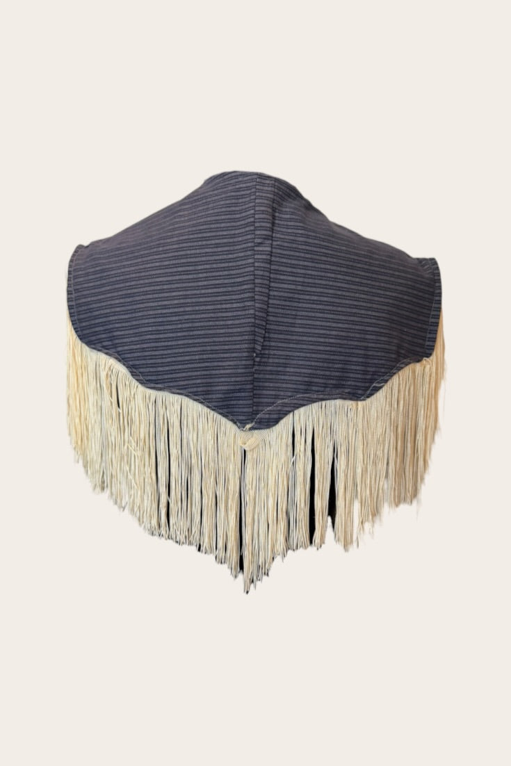 Sandra Reversible Shoulder Cape Ivory Demask/Navy Barre Stripe