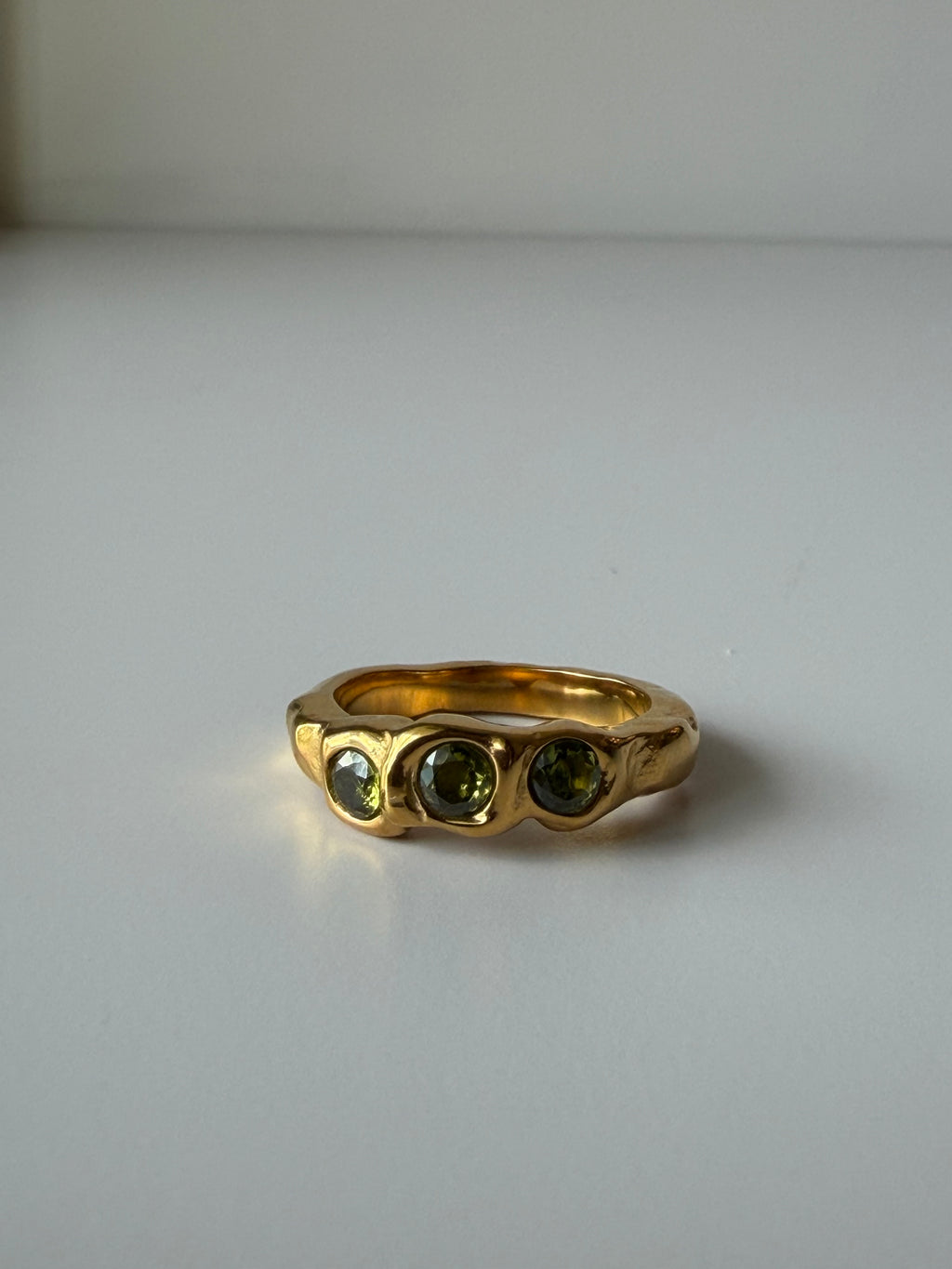 Abstract Triple Stone Ring