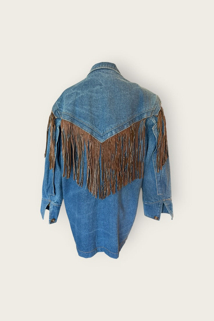 Vintage Denim Brown Fringe Jacket