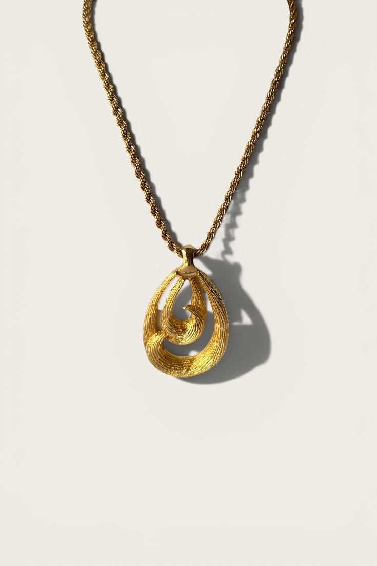 Vintage Sculptural Teardrop Necklace