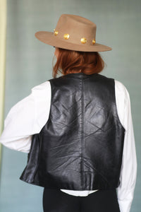 70's Black Leather Vest