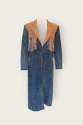 Vintage Denim Taupe Leather Fringe Jacket