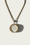 60’s Gold-Tone Glass Intaglio Gemini Pendant Necklace