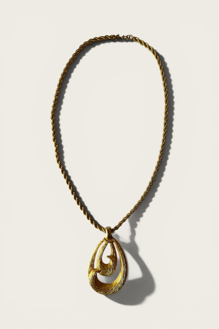 Vintage Sculptural Teardrop Necklace