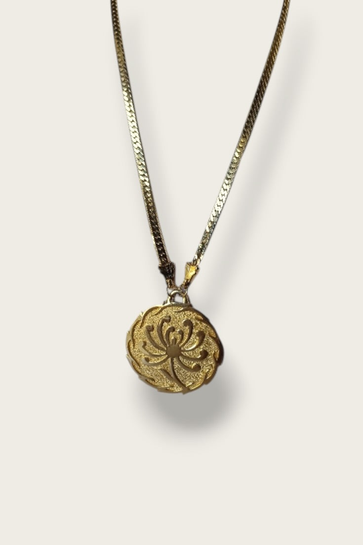 Vintage Trifari Lotus Pendant Necklace