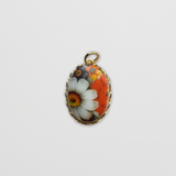 Orange Vintage Porcelain  Painted Charm