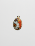 Orange Vintage Porcelain  Painted Charm